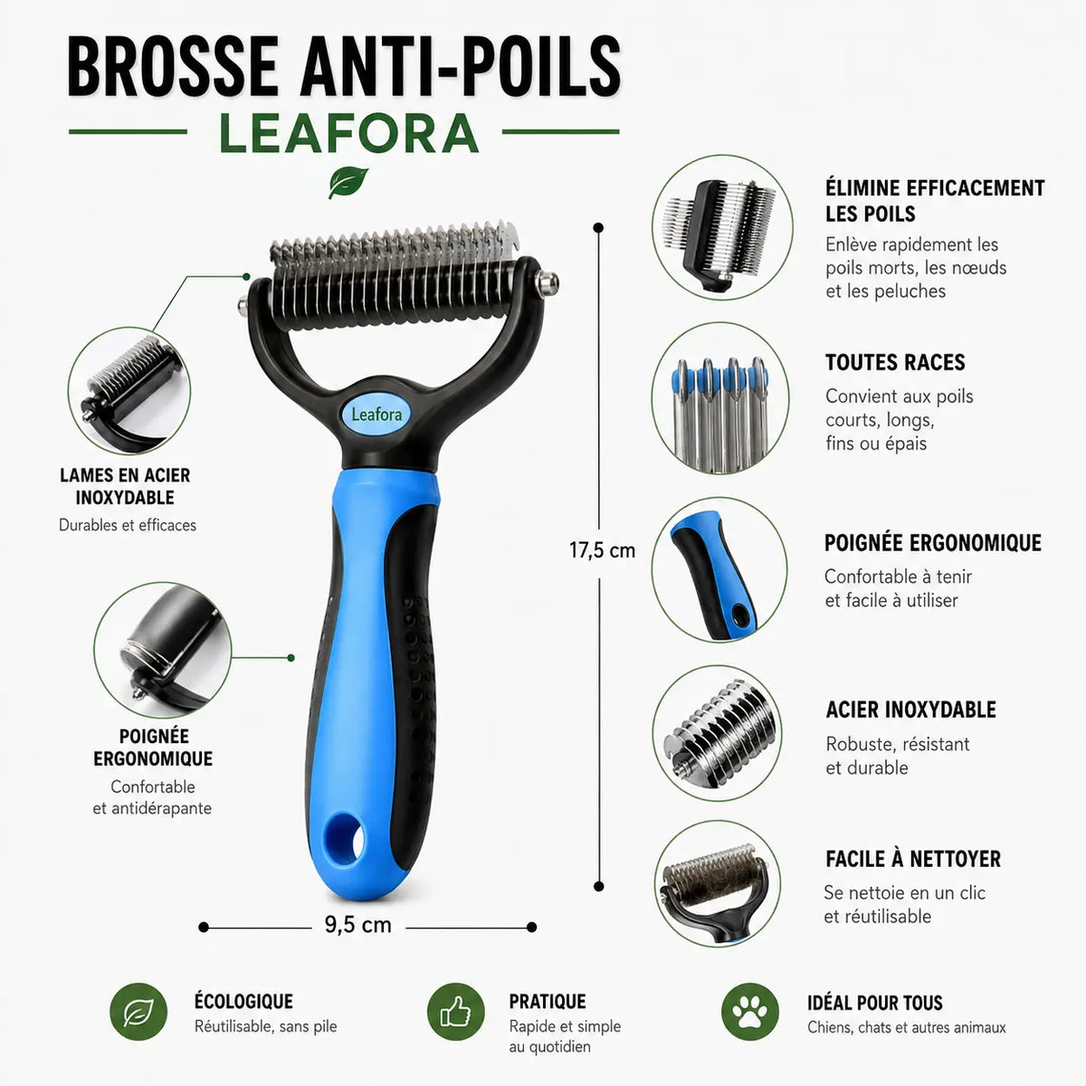 Brosse anti-poils Leafora